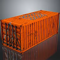 Orange Shipping Container With Metal Doors Corrugated Sides And Rustic Finish