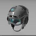 Futuristic Silver Helmet With Blue Glowing Logo And Transparent Visor MAX-78 Label
