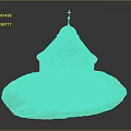 Circular Red Brick Building Model With Dome Roof Cross And Green Grass