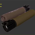 Weapon Two Brown Cylindrical Military Ammunition Shells With Black Components On Dark Surface 3d model
