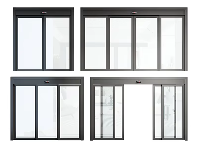 Black Frame Glass Sliding Folding Doors With Different Panel Designs For Home Use 3d model