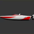 Red And White Speedboat With Sleek Design Driver Seat And Motor