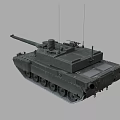 Modern Military Main Battle Tank With Long Barrel Tracks And Antennas