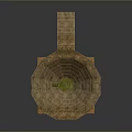 Circular Multi Layered Stone Outdoor Decorative Structure With Green Pillars And Central Green Area