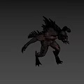 Fierce Game Movie Monster Character With Spiked Head Fanged Mouth And Muscular Body