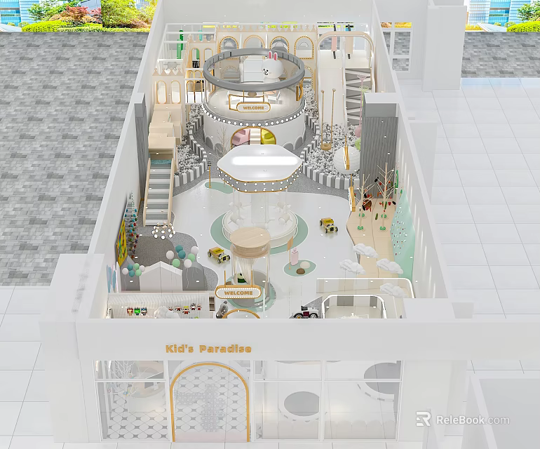Kindergarten Indoor Playground Design With Colorful Structures Safe Flooring And Interactive Activity Zones 3d model 