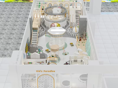 Kindergarten Indoor Playground Design With Colorful Structures Safe Flooring And Interactive Activity Zones 3d model