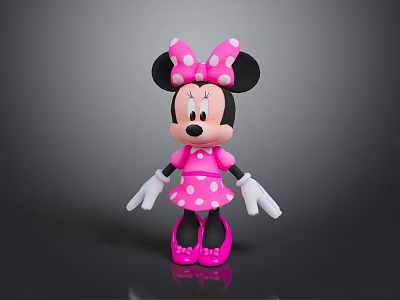 Minnie Mouse Character Figurine With Pink Polka Dot Bow Dress And White Gloves 3d model