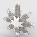 Snowflake Shaped Building Blocks Structure with Transparent Gray and White Bricks in Radial Design Formation
