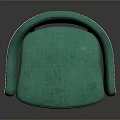 Green Velvet Armchair With Curved Armrests And Decorative Studs Design