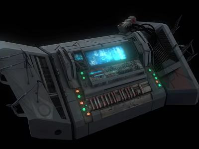 Industrial Control Panel with Digital Display LED Indicators and Control Buttons 3d model