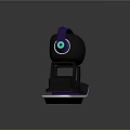 3D Robot Character Wearing Purple Headphones And Green Eyes Sitting On Skateboard