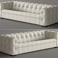 White Leather Sectional Sofa With Button Tufted Design And Modern Armrest 3d model