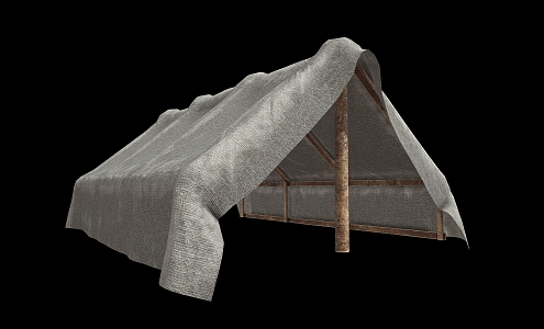 Tent Cloth Wood Outdoor Facilities 3d model