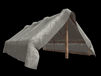 Tent Cloth Wood Outdoor Facilities 3d model