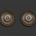 Heavy Duty Industrial Equipment Wheels With Ribbed Surface And Rustic Metallic Finish