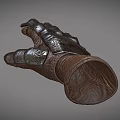 Vintage Medieval Leather Gauntlet With Metal Armor Plates And Stitching