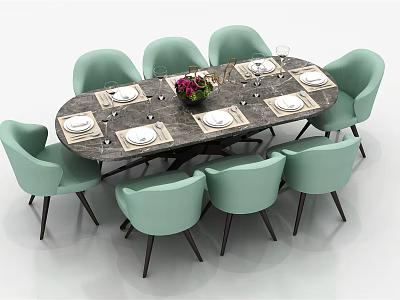 Modern Dining Table and Chair Combination 3d model Modern Dining Table and Chair Combination 3d model