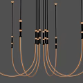 Elegant Modern Curved LED Chandelier With Gold Black Metal Frame Design