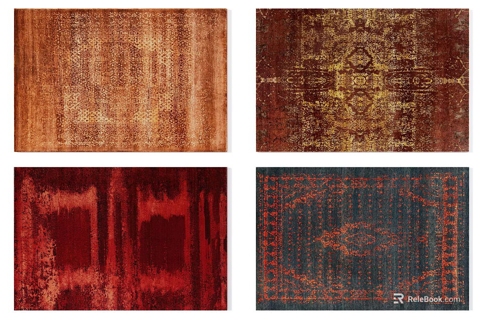 Square Rugs With Various Patterns And Rich Color Options For Interior Decor 3d model