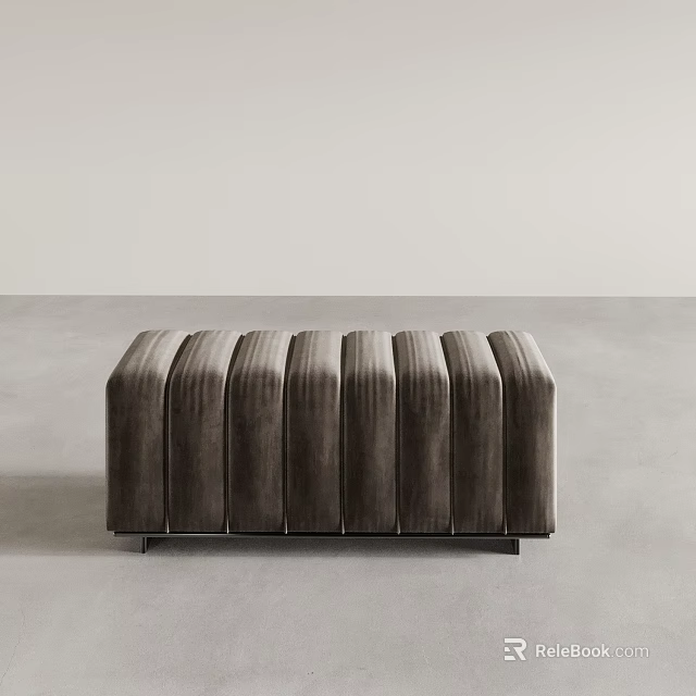 Dark Gray Velvet Sofa Bench with Vertical Ribbed Design and Metal Legs for Modern Interiors 3d model 