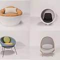 Modern Single Sofa Styles with Colorful Cushions and Unique Base Designs 3d model