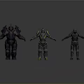Multiple Sci Fi Armored Characters With Diverse Armor Styles And Poses