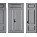 Modern Gray Hinged Doors with Various Panel Styles for Home Interior 3d model