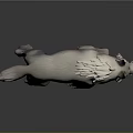 3D Wolf Model With White Gray Fur Red Eyes Open Mouth Dynamic Walking Pose