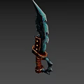 Mythical Ice Dagger with Blue Frost Blade Brown Leather Handle and Golden Accents