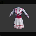 Ethnic Style White Dress With Long Sleeves Red Embroidered Patterns And Belt