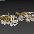 Two Yellow Heavy Duty Dump Trucks Road And Mining Types With Large Tires