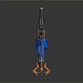 Futuristic Mechanical Weapon With Blue And Orange Sci Fi Style Complex Gears And Metal Components