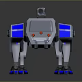 Futuristic Mechanical Animal 3D Model with Silver Blue Exterior and Red Eyes