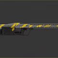 Futuristic Sci Fi Gun Design With Yellow Black Geometric Patterns And Long Barrel
