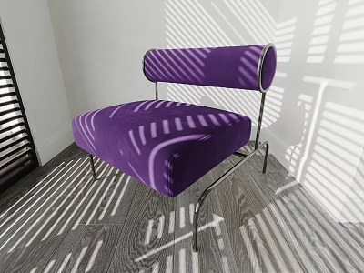 Purple Upholstered Single Chair With Metal Frame And Blinds Shadows Indoor Scene 3d model