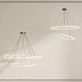 Modern White Hanging Chandeliers With Circular Layered Design And Brass Finish