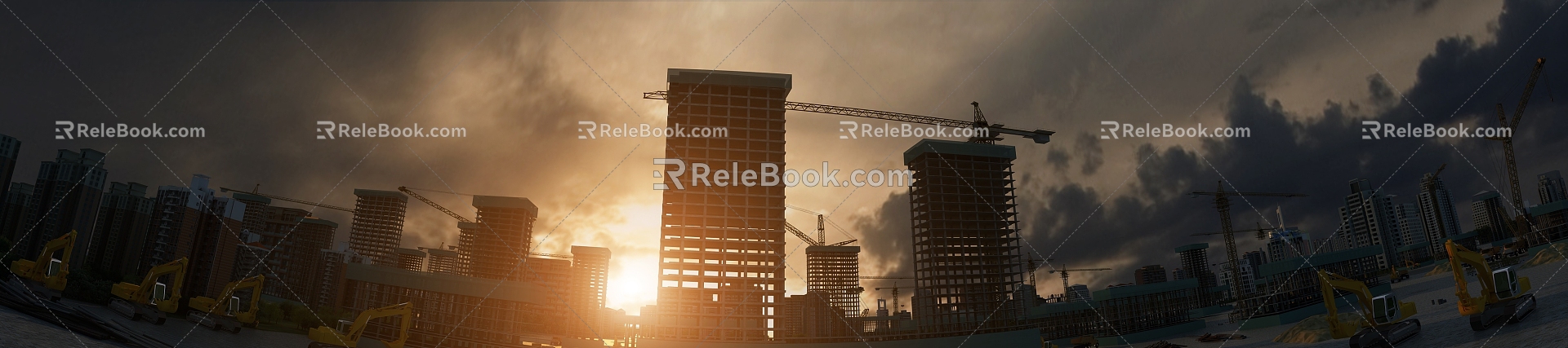 Modern construction site site 3d model