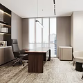 Manager's Office Boss Office Boss Chair Single Chair Coffee Table Book Chandelier Boss Table Marble 3d model