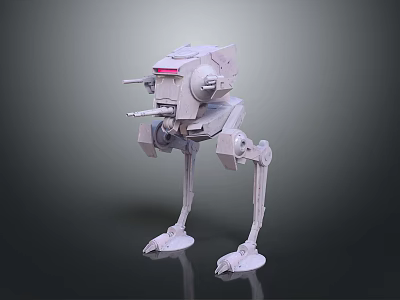Mechanical Four Legged Robot Featuring Red Light And Weapon Components 3d model