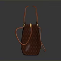 Stylish Brown Handbag With Geometric Pattern And Orange Handles For Daily Essentials 3d model