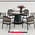 New Chinese Dining Table and Chair Set Round Dining Table and Chair Set 3d model