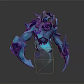 3D Mythical Monster Character Model With Blue Purple Sharp Claws And Intricate Details