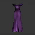 Elegant Purple Off Shoulder Floor Length Gown With Flowy Silky Fabric