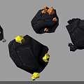 Decorative Ornament Set with Black Stone Like Bases Yellow Orange Gemstone Elements and White Particles