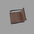 Modern Leisure Chair With Brown Leather Seat And Black Metal Frame