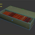 Green Wooden Storage Box With Orange And Black Chopsticks Inside