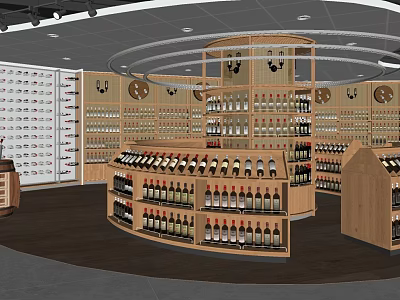 Spacious Wine Cellar Interior With Wooden Racks And Neatly Arranged Wine Bottles 3d model