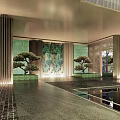 Indoor Garden Landscape With Spiral Water Feature Skylight And Patterned Floor