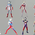 Colorful Ultraman Character Wall Decor Featuring Multiple Poses And Vibrant Costumes